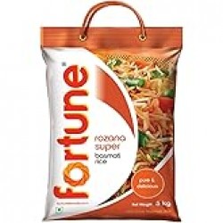 Fortune Rozana Super Basmati Rice 5 Kg | Cooked Grain up to 13mm | Ideal for Everyday Cooking