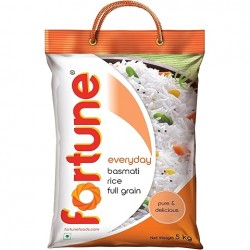 Fortune Everyday Basmati Rice, 5 Kg | Full Grain, Fluffy & Non-Sticky | Ideal for Daily Cooking