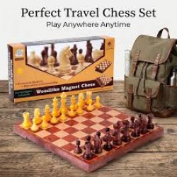 Toyshine Woodlike Magnetic Chess Set with Folding Chess Board Educational Toys for Kids and Adults