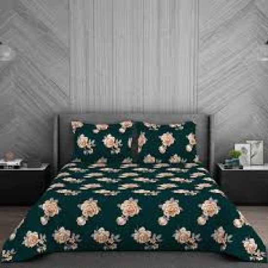 Welspun Microfiber Double Bedsheet With 2 Pillow Covers (Green) (Pack)