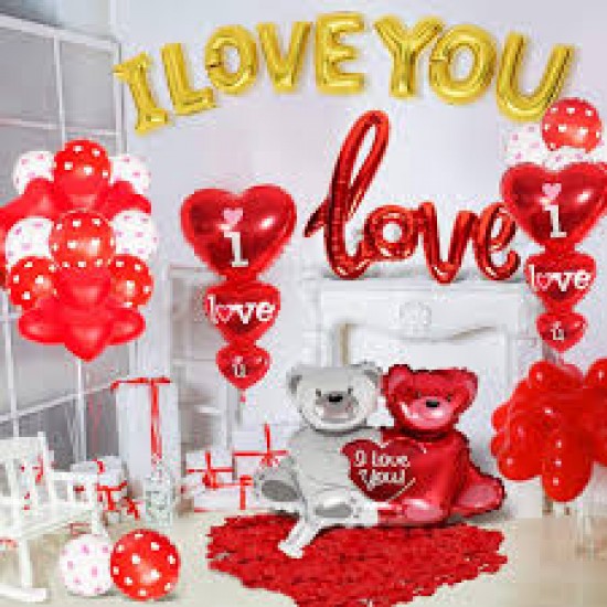 Valentine's Day Red and White Heart Shaped Balloons by Party Propz(Bag)
