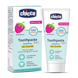 Chicco Toothpaste for Kids, Best for Baby (1y-6y), Strawberry Flavour, 50g | Fluoride-Free & Low Abrasive | Removes Plaque, Helps Prevent Cavities | IDA Accepted