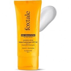 Foxtale Glow Sunscreen SPF 50 PA++++ with Vitamin C & Niacinamide, In-Vivo Tested, Sensitive-Skin Friendly, Made with 100% New-Gen Filters, Lightweight, Non-Greasy, No White Cast |For Men & Women 50ml