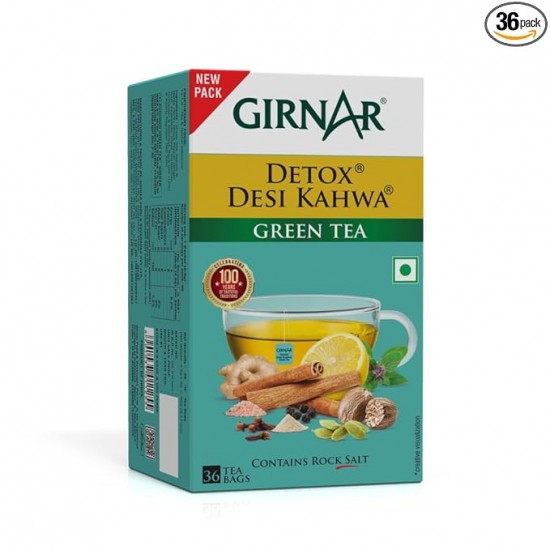 Girnar Food & Beverages Pvt. Ltd. Detox Green Tea - Desi Kahwa (36 Tea Bags) 90 gm