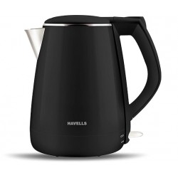 Havells Aqua Plus Electric Kettle 1.2 Litre, 1250 Watt | 304 Stainless Steel Inner Body | Cool Touch Body | Auto Shut-Off |Wider Mouth|2 Years Door Step Warranty by Havells (Black)