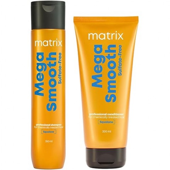 Matrix Mega Smooth Sulfate-free Shampoo with Squalene and Bonding Blend for Gentle Cleansing and Bond Repair| Smoothens Hair | Safe for Chemically Treated Hair 200ml