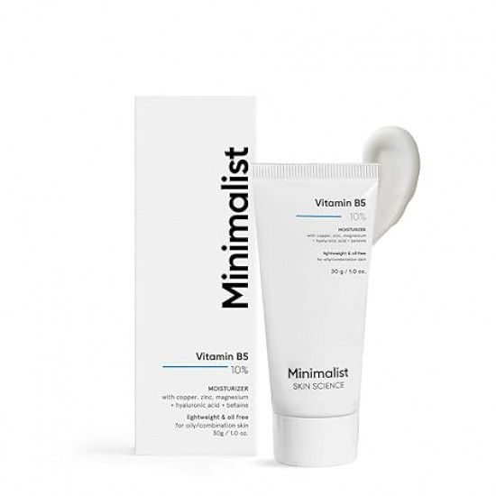 Minimalist Vitamin B5 10% Oil-Free Moisturizer for Face, Lightweight Gel Moisturizer for Oily & Combination Skin, Barrier Repair Face Cream with Glycerine 30gm