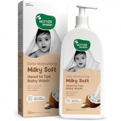Mother Sparsh Milky Soft Head to Toe Baby Wash & Baby Shampoo-400ml with Milk Protein & Shea Butter | Ph balanced & Paraben free 2 in 1 Moisturizing Natural Baby Body Wash & Shampoo