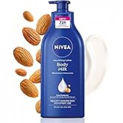NIVEA Nourishing Body Milk 600ml Body Lotion with Hyaluronic Acid | 72Hr Hydration | Deep Moisture Care for Very Dry Skin | Enriched with Almond Oil | Smooth, Radiant & Healthy Looking Skin Care