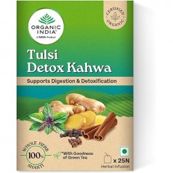 A TATA Product - Organic India Tulsi Detox Kahwa - 25 Tea Bags, Helps Improve Digestion & Detoxification, Rich in Antioxidants, Made with Tulsi, Ginger, Clove, and Green Tea