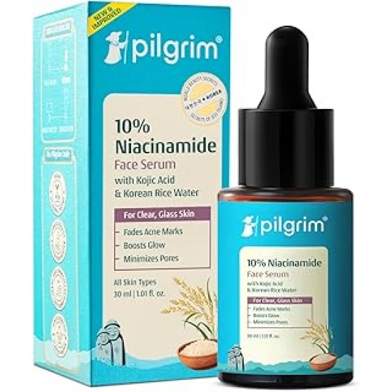 Pilgrim 10% Niacinamide Serum 30ml For Acne Marks|With 1% Zinc PCA, Salicylic & Hyaluronic Acid|Women & Men