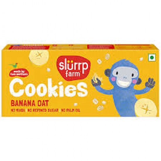 Slurrp Farm No Maida No Refined Sugar Banana Oat Cookies | Healthy Cookies Biscuit Made With Multigrains | 80g