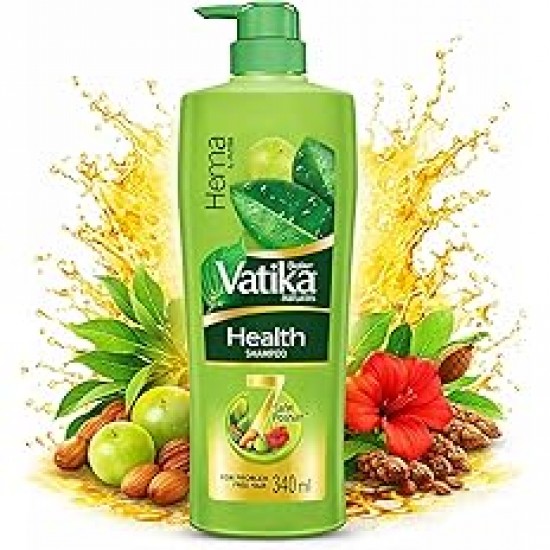 Dabur Vatika Naturals Health Shampoo - 640 ml | 7 Natural Herb Extracts | Contains Henna, Amla & Hibiscus | 90% Hair Fall Control | Everyday Shampoo for Women & Men
